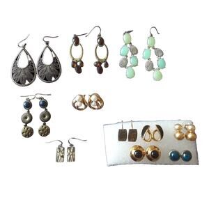 Signed Earrings Lot Of 11 Monet Trifari Kenneth Cole Avon Nine West Lia Sophia